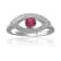 Ruby with Moissanite Accents Rhodium Over Sterling Silver Evil Eye Halo Ring