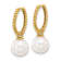 14K Yellow Gold 7-8mm Black and White Freshwater Cultured Pearl
Removable Dangle Hoop Earrings