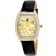 Christian Van Sant Women's Lotus Yellow Dial, Black Leather Strap Watch