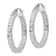 Rhodium Over Sterling Silver Diamond-cut 3x30mm Square Tube Hoop Earrings