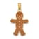 14K Yellow Gold Enameled Gingerbread Man Charm Pendant
