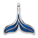 Rhodium Over Sterling Silver Polished Enameled Blue Whale Tail Slide Pendant