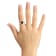 8mm Round Black Onyx and 1/10 ctw Diamond Rhodium Over Sterling Silver Ring