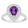 8x5mm Pear Shape Amethyst And White Topaz Accents Rhodium Over Sterling
Silver Halo Ring
