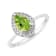 Pear Shape Peridot with Moissanite Accents Rhodium Over Sterling Silver Ring