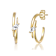 CZ Double Curve C-Hoop Earrings In 14K Gold Over Sterling Silver