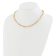 14K Yellow Gold Polished Textured Oval Link Necklace