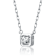 Square CZ Bezel Solitaire Pendant In Rhodium Over Brass 16 Inch
