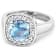 1.96ctw Blue Aquamarine and Diamond 14K White Gold Halo Ring
