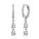 Two-Stone CZ Dangle Huggie Earrings In White Rhodium Over Brass