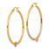 14k Tri-color Gold 1 3/4" Diamond-Cut and Brushed Heart Hoop Earrings