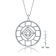 Geometric CZ Halo Pendant Necklace In White Rhodium Over Brass