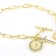 Paperclip Link Bracelet With Cross And Saint CZ Charms In 18K Gold Over
Sterling Silver