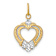 14K Two-tone Gold  Brushed, Diamond-Cut and Textured Heart Charm
