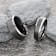 ATNOS Brushed Black Center Polished Beveled Edges Men’s Titanium Wedding
Ring 8mm