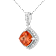 Peach Orange Lab Created Padparadscha Sapphire & Moissanite Sterling
Silver Necklace with Chain