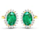 2.0ctw 14K Yellow Gold  Zambian Green Emerald and White Diamond Halo Earrings