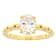 Diamond Simulant Oval Solitaire With Link Detail Band Ring In 18K Gold
Over Sterling Silver 2.25ct