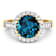 Round London Blue Topaz and Diamond 14K Yellow Gold Halo Ring 3.44 ctw