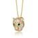 Emerald Color CZ Panther Head Pendant Necklace In 14K Gold Over Brass