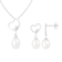 7-9mm Drop White Freshwater Pearl and CZ Rhodium Over Sterling Earring
and Pendant W/Chain Set