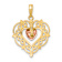 14K Two-tone Gold  Textured Heart with Lace Trim Charm