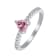 Heart Shape Pink and Round White Cubic Zirconia Accents Sterling Silver Ring