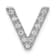 Rhodium Over 14K White Gold Diamond Letter V Initial Charm