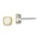 Rhodium Over Sterling Silver with 14k Accent Milky Opal Square Stud Earrings