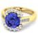 3.15ctw Violet Tanzanite and Diamond 14K Yellow Gold Halo Ring