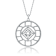 Geometric CZ Halo Pendant Necklace In White Rhodium Over Brass