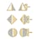 Pave CZ Stud Earrings Three-Piece Set In 14K Gold Over Sterling Silver