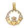 14k Yellow Gold Textured Claddagh In Scallop Circle Charm