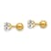 14K Yellow Gold Polished Reversible Cubic Zirconia and 4mm Ball Earrings