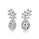 CZ Halo Drop Earrings In Sterling Silver