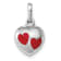 Rhodium Over Sterling Silver Polished Red Enameled Hearts Children's Pendant