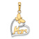 14K Two-tone Gold Diamond-Cut Butterfly and Mom in Heart Pendant