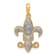 14k Yellow Gold and Rhodium Over 14k Yellow Gold Diamond Fleur De Lis Pendant
