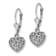 Rhodium Over 14k White Gold 3D Mini Diamond-cut Puffed Heart Dangle Earrings