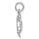 Rhodium Over Sterling Silver Tiny Turtle with Flower Back Pendant