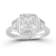 Rachel Zoe Bezel Set CZ Three-Stone Ring in Rhodium Over Sterling Silver