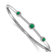 Rhodium Over 14k White Gold Diamond and Cabochon Emerald Bangle