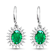 3.06ctw 14K White Gold  Zambian Green Emerald and White Diamond Halo Earrings