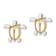 14K Yellow Gold and Rhodium Over 14K Yellow Gold Sea Turtle Stud Earrings