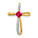 10k Yellow Gold and Rhodium Over 10k Yellow Gold 0.46ctw Lab Created
Ruby and Diamond Cross Pendant