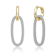 CZ Two-Tone Link Drop Earrings In 14K Gold Over Sterling Silver