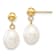 10k Yellow Gold 7-8mm White Rice Freshwater Cultured Pearl Dangle Earrings