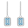 7x5mm Emerald Cut Aquamarine 1/3 ctw Diamond Rhodium Over Sterling
Silver Halo Dangle Earrings