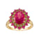 Ruby, Pink Topaz, and Diamond 14K Yellow Gold Over Sterling Silver Ring 3.73ctw