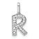 14K White Gold Diamond Letter R Initial Pendant